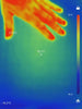 Video infrared of warm hand on cool fabric over time showing our cooling fabric